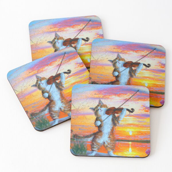 Item preview, Cat playing violin at sunset in style of Monet (AI Generated Art) designed and sold by Cowboy Folly.