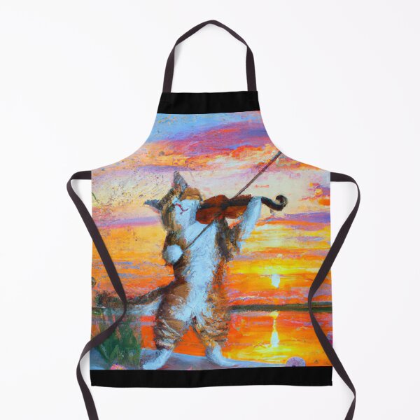 Item preview, Cat playing violin at sunset in style of Monet (AI Generated Art) designed and sold by Cowboy Folly.