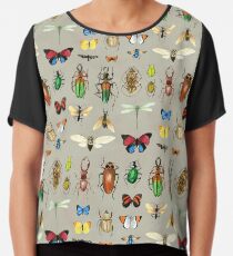 Die üblichen Verdächtigen - Insekten auf Grau - Aquarell Bugs Muster von Cecca Designs Chiffontop