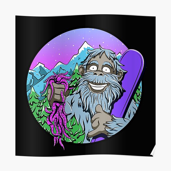 &ldquo;Bigfoot Snowboarding&rdquo; Poster for Sale by Let-It-Rip | Redbubble