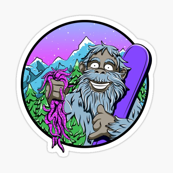 “Bigfoot Snowboarding” Sticker for Sale by Let-It-Rip | Redbubble