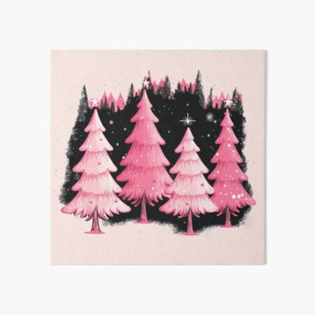 Retro Merry Christmas Pink Holiday Decor Preppy | Art Board Print