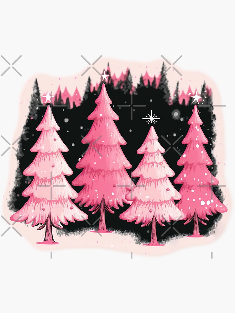 Pink Kawaii Christmas Tree' Sticker