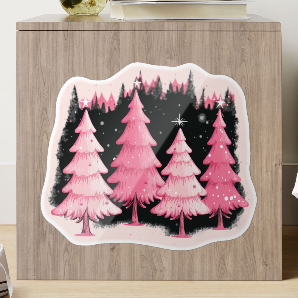 Preppy Pink Christmas Tree Sticker for Sale by EpicCreation