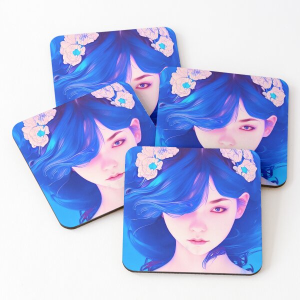 Item preview, Arte digital Blue Hair Woman designed and sold by de2m.