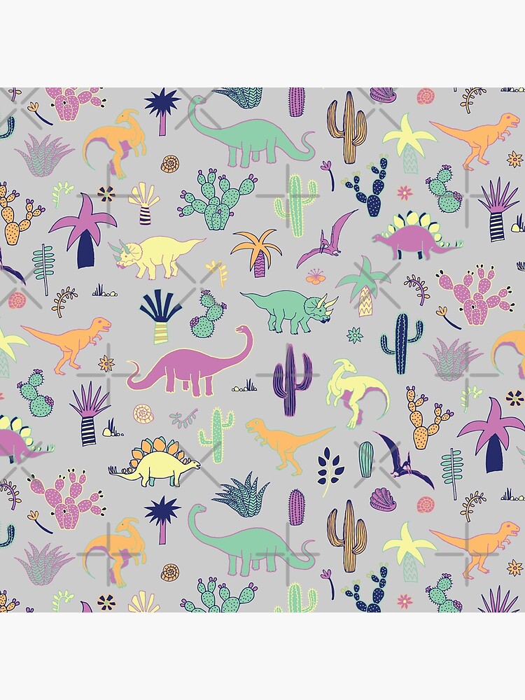 Dinosaur Desert - peach, mint and navy - fun pattern by Cecca Designs by Cecca-Designs