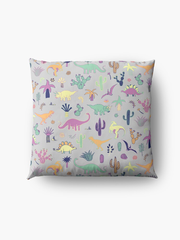 Alternate view of Dinosaur Desert - peach, mint and navy - fun pattern by Cecca Designs Floor Pillow