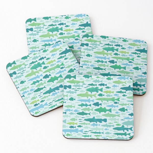 Item preview, Fish pattern blue green designed and sold by kspfeif.