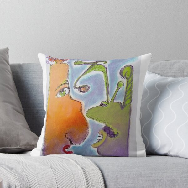 Item preview, Aliens - Orange face and Green face interacting designed and sold by Lynne Head-Weir.