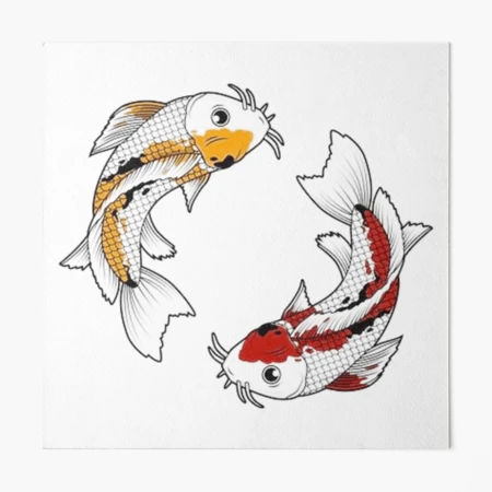 Koi fish art Art Board Print for Sale by Cutecenter1
