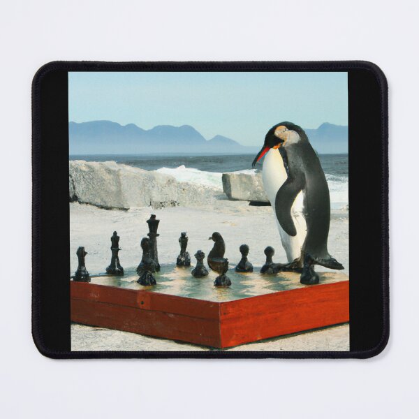 Item preview, Penguin playing chess (AI Generated Art) designed and sold by Cowboy Folly.