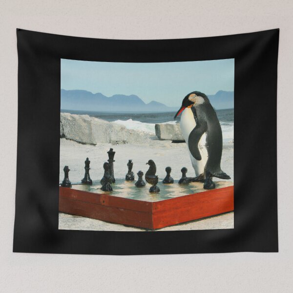 Item preview, Penguin playing chess (AI Generated Art) designed and sold by Cowboy Folly.