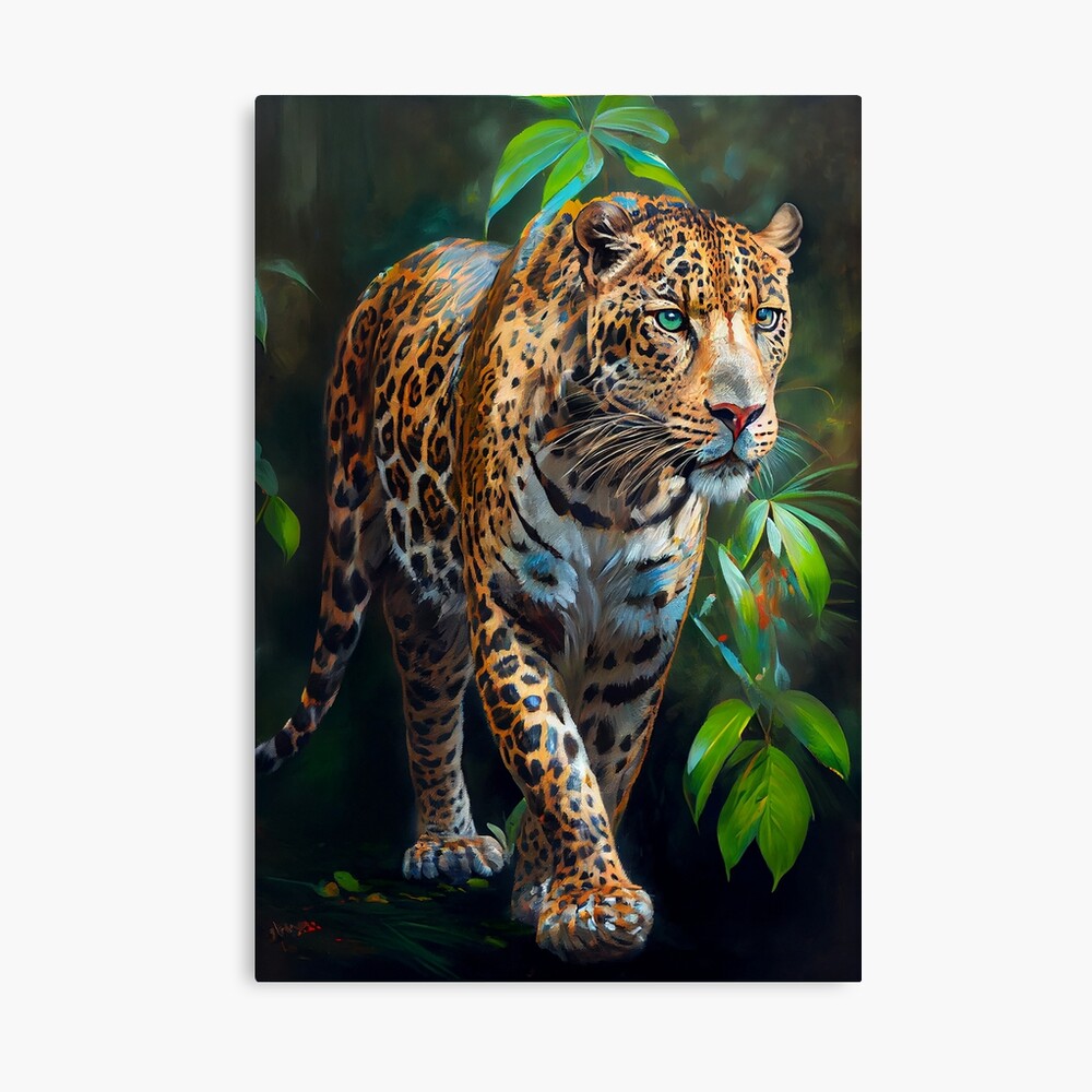 Tropical Jaguar Oil Painting