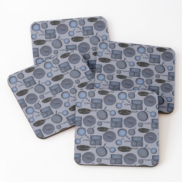 Item preview, Black Cast Iron Pans Pattern designed and sold by Art of Camping Now.