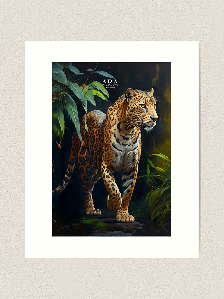 Tropical Jaguar Oil Painting