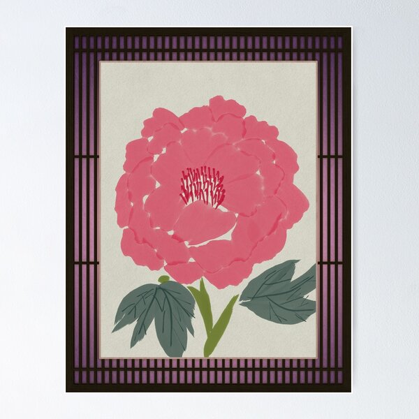 Aperçu de l'œuvre Sumie pivoine colorée créée et vendue par StudioMasha.