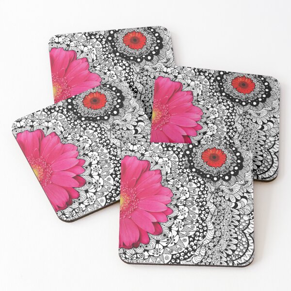 Item preview, Pink Spring Flower Doodle Art Pattern Collage designed and sold by Julie Erin Designs.