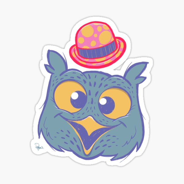 Dapper owl in bowler hat Sticker
