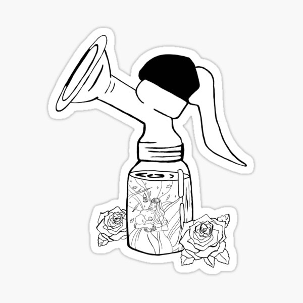 Item preview, Breast pump and flowers digital drawing designed and sold by royaldesigns28.