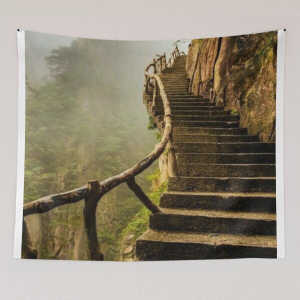 Item preview, Stairs Up the Hill with Mountain View designed and sold by NengShop.