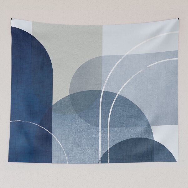 Item preview, Mid Century Blue Linen designed and sold by UrbanEpiphany.