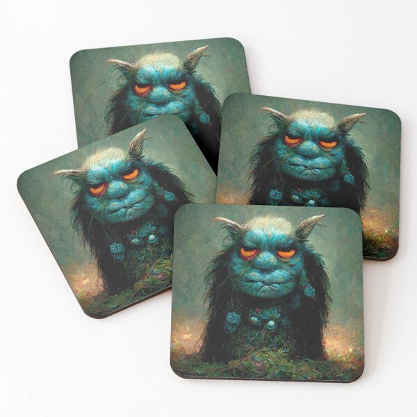 Item preview, Blue furry troll creature looking a bit evil. designed and sold by liana campbell.