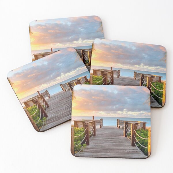 Item preview, Wooden Path Along the beach with a view of the golden sunset designed and sold by NengShop.
