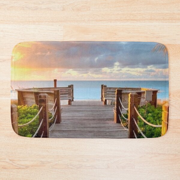 Item preview, Wooden Path Along the beach with a view of the golden sunset designed and sold by NengShop.