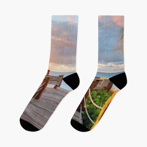 Item preview, Wooden Path Along the beach with a view of the golden sunset designed and sold by NengShop.