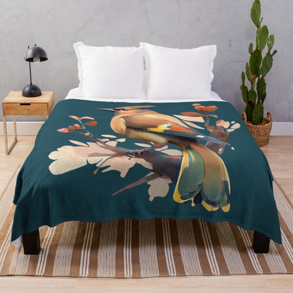 Item preview, Watercolor peaceful cedar waxwing scene designed and sold by etherElric.