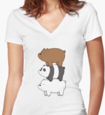 We Bare Bears Bearstack Women's Fitted V-Neck T-Shirt
