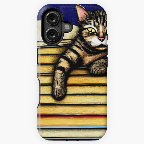 Vista previa del artículo con la obra «gato estudiando», diseñado y vendido por printopia1225.