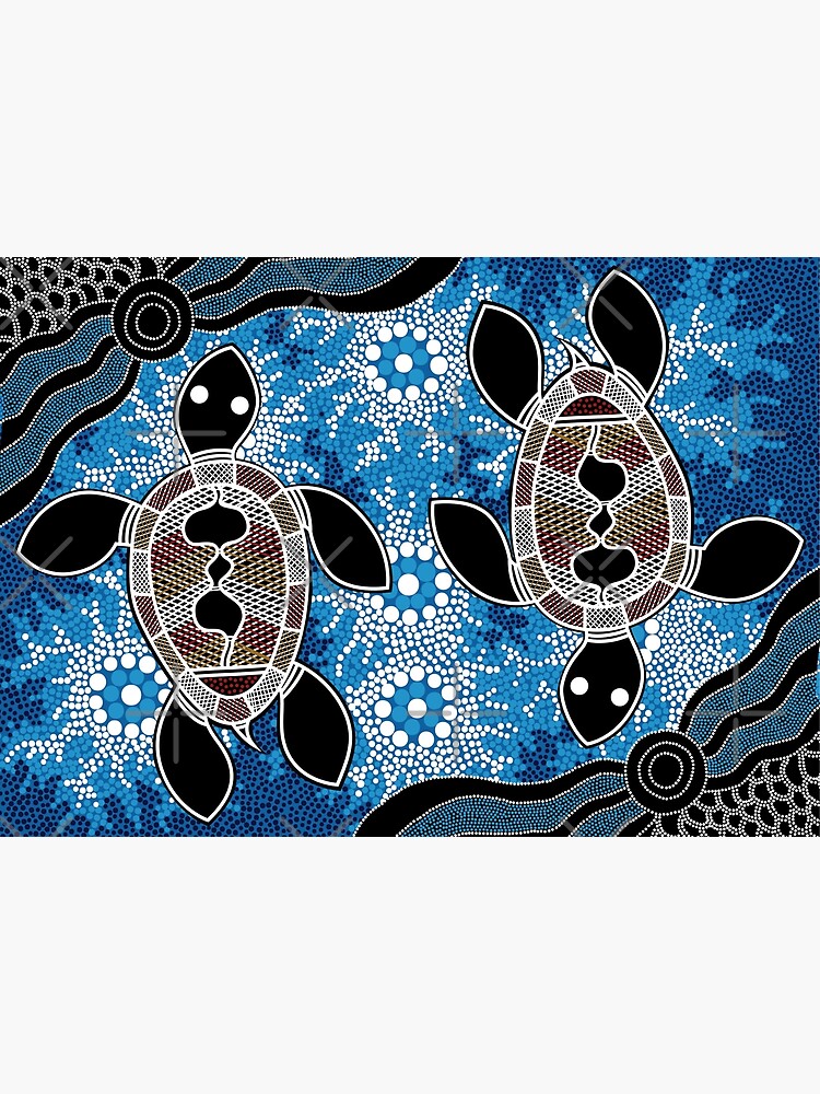 Turtle - Aboriginal Dot Painting | Large Metal Wall Art Print | Great Big Canvas