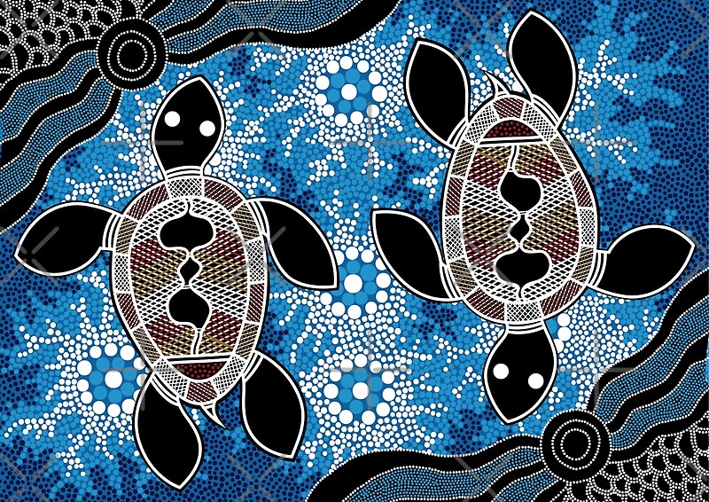 Aboriginal Art Authentic Sea Turtles Canvas Prints By HogarthArts   Flat,800x800,070,f.u7 