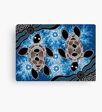 Aboriginal Art Authentic - Sea Turtles Canvas Print
