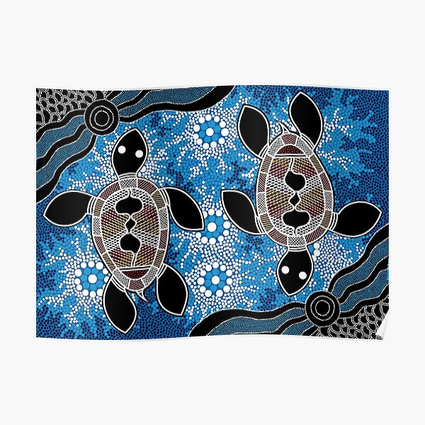 Authentic Aboriginal Art  - Sea Turtles Poster