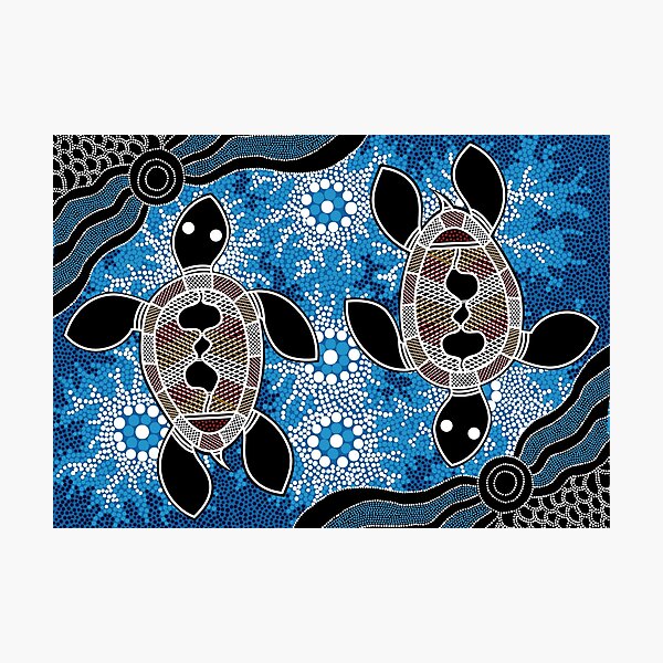 Authentic Aboriginal Art - Sea Turtles Photographic Print