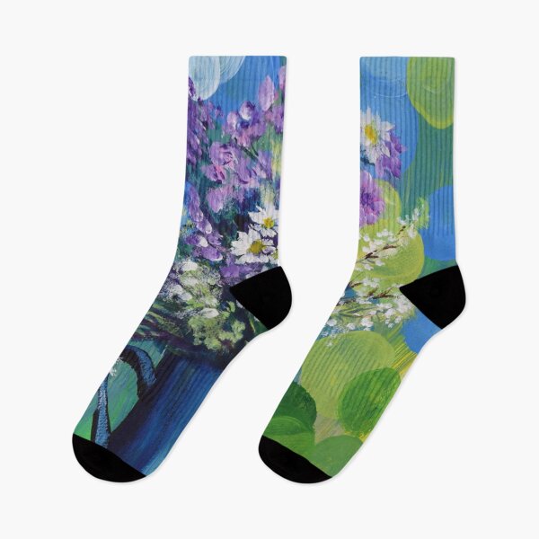 Item preview, aesthetic bokeh mint green turquoise blue purple spring flower bouquet white daisy  designed and sold by LEILA ART SPACE.