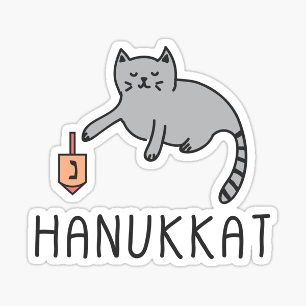 Hanukkat - Hanukkah Cat Playing With Dreidel Sticker