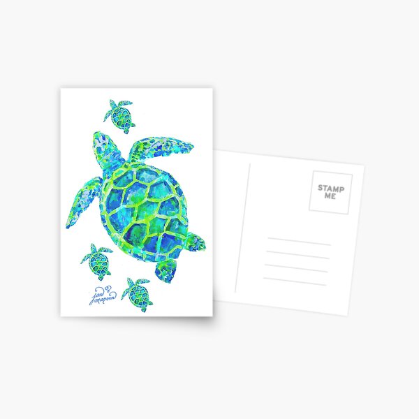 Sea Turtle with babies Postcard