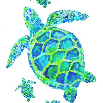 Artwork thumbnail, Sea Turtle with babies by Jan Marvin Art Studio