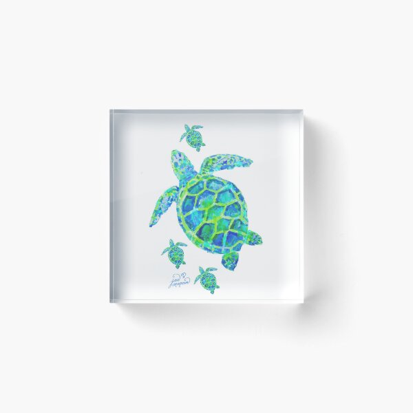 Sea Turtle with babies Acrylic Block