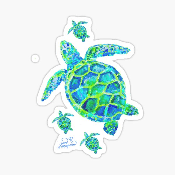 Sea Turtle with babies Sticker