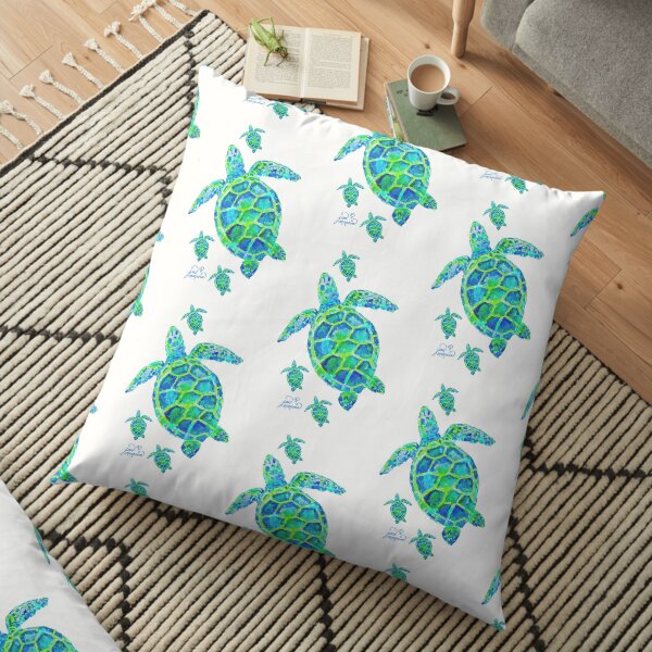 Sea Turtle with babies Floor Pillow