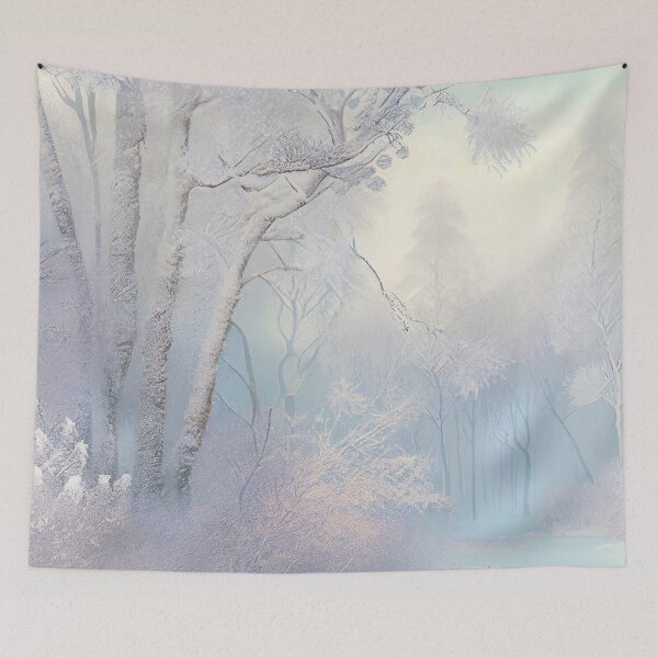 Artikelvorschau, Designer Pastel Winter Forrest Trees Pattern Digital Painting entworfen und verkauft von CodeAndColors.