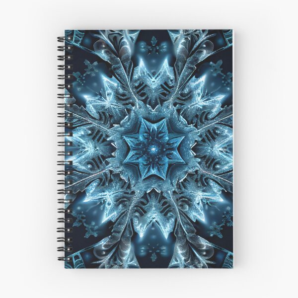 Artikelvorschau, Dark Black and Blue Winter Snowflake Pattern Digital Painting entworfen und verkauft von CodeAndColors.