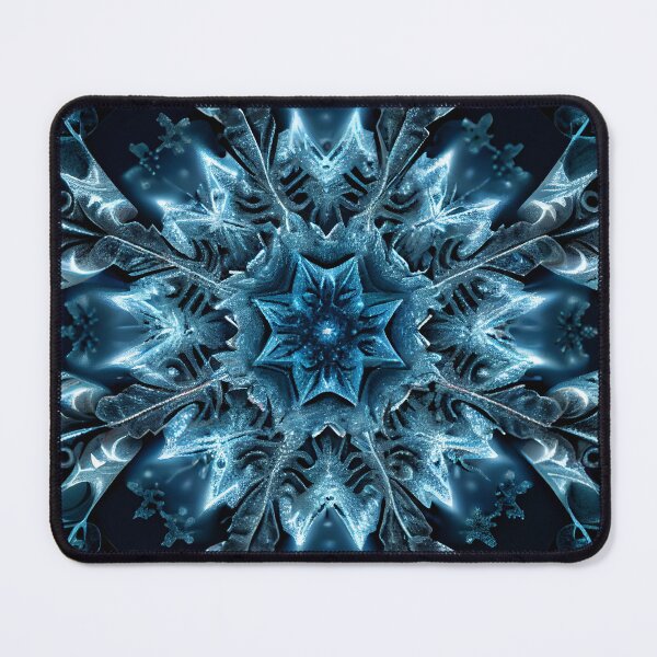 Artikelvorschau, Dark Black and Blue Winter Snowflake Pattern Digital Painting entworfen und verkauft von CodeAndColors.