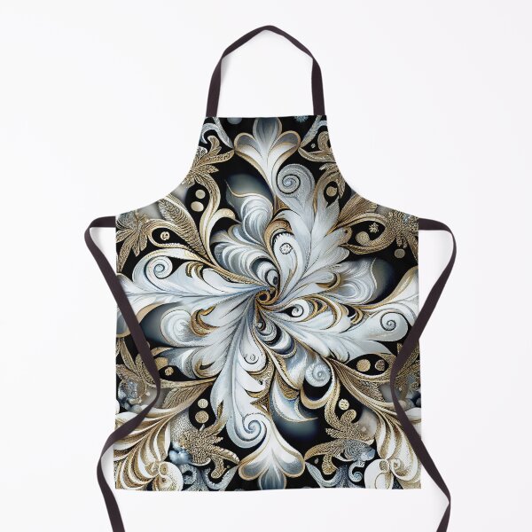 Aperçu de l'œuvre Designer Elegant Black and Gold Snowflake Design Digital Painting créée et vendue par CodeAndColors.