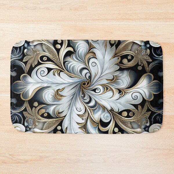 Aperçu de l'œuvre Designer Elegant Black and Gold Snowflake Design Digital Painting créée et vendue par CodeAndColors.