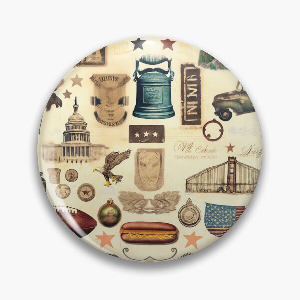 Artikelvorschau, Vintage und nostalgische nationale Symbole und Relikte der Vereinigten Staaten ein Retro-Muster entworfen und verkauft von ArtifactVault.